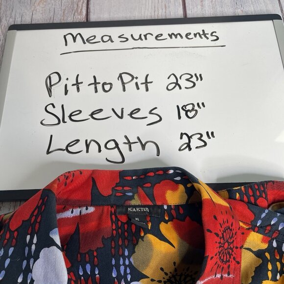 VTG Kaktus Jacket Size XL Wearable Art To Wear Abstract Button Up Red Floral - Picture 13 of 14